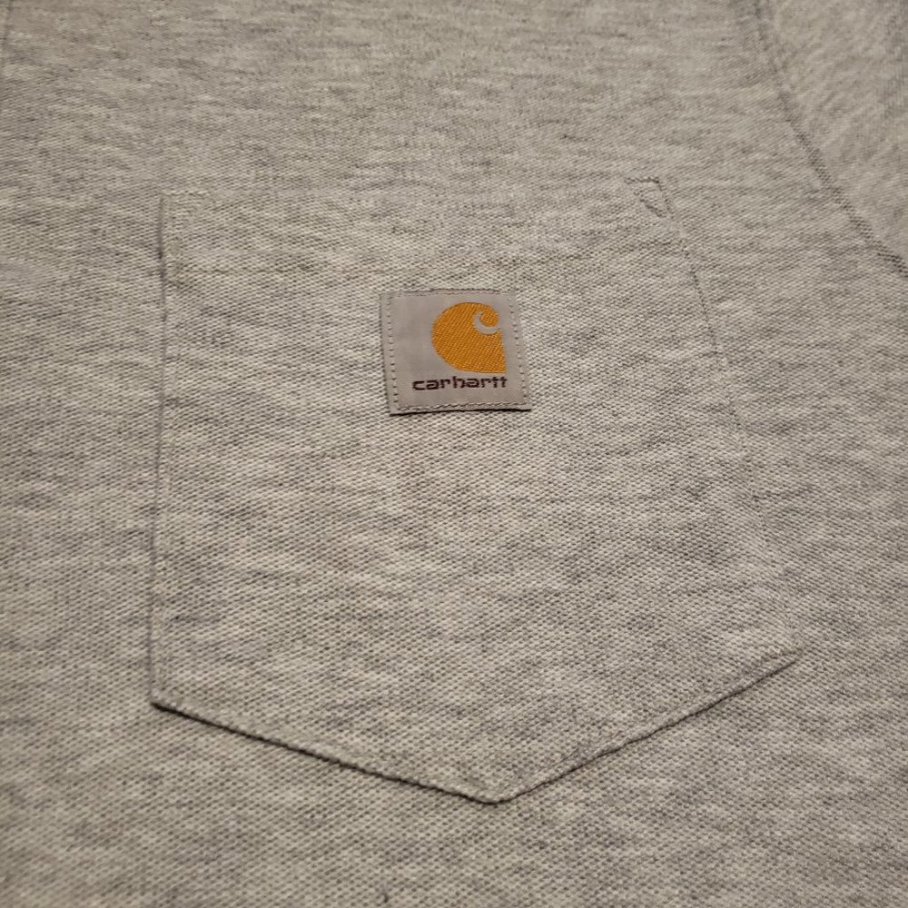 Carhartt Polo Shirt Men's Large L Gray Loose Fit Western Ranchwear Trendy Preppy - Picture 3 of 10
